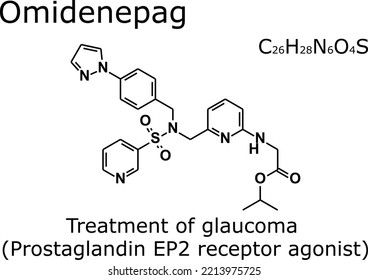 Omidenepag Isopropyl Drug Chemical Formula And Molecular Structure; Omidenepag Is A Prostaglandin EP2 Receptor Agonist That Is Used For The Treatment Of Glaucoma And Ocular Hypertension