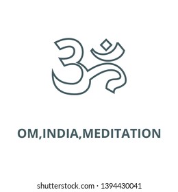 Om,india,meditation vector line icon, linear concept, outline sign, symbol