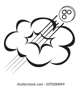 omisego coin rises through the cloud on a white background , crypto currency  flies upwards ,  black and white design concept of the situation.