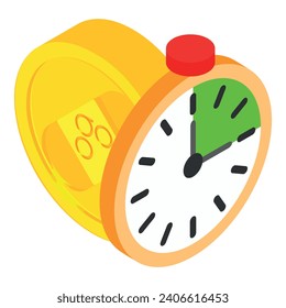 Omisego cryptocurrency icon isometric vector. Big omisego coin and clock icon. Digital money, cryptocurrency concept