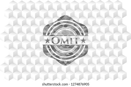 Omit grey badge with geometric cube white background
