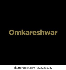 Omkareshwar (lord Shiva) jyotirlinga typography in golden color. Omkareshwar lettering.