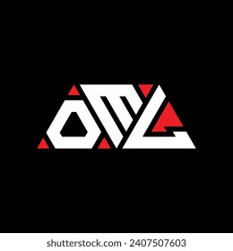 OML triangle letter logo design with triangle shape. OML triangle logo design monogram. OML triangle vector logo template with red color. OML triangular logo Simple, Elegant, and Luxurious design.