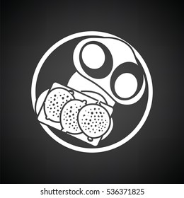 Omlet and sandwich icon. Black background with white. Vector illustration.