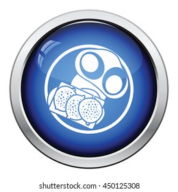 Omlet and sandwich icon. Glossy button design. Vector illustration.