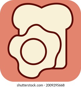 Omlet with toast bread, illustration, vector on a white background.