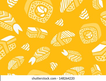 Omlette, Squid and Prawn Sushi Seamless Pattern