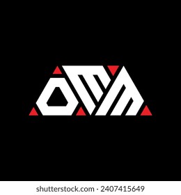 OMM triangle letter logo design with triangle shape. OMM triangle logo design monogram. OMM triangle vector logo template with red color. OMM triangular logo Simple, Elegant, and Luxurious design.