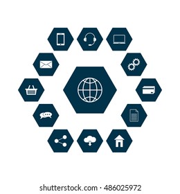 Omni Channel icon design. E-Commerce, Digital Marketing - vector illustration. Customer network connection symbol.