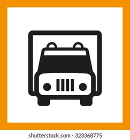 OMNI ICON SERIES: Ambulance emergency vehicle icon. Editable EPS vector, black isolated on white background.