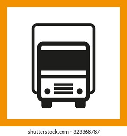 OMNI ICON SERIES: Truck freight vehicle icon 02. Editable EPS vector, black isolated on white background.