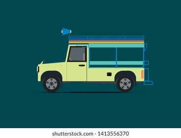 The omnibus in thailand shape on background concept travel and transportation.