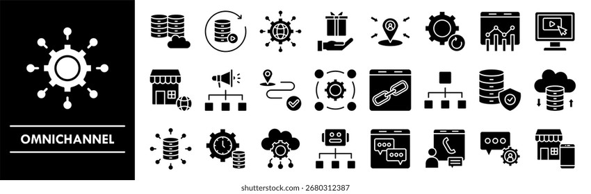 Omnichannel-Icon-Sammlungssatz. Enthaltend Design digital, Marketing, Omnichannel, online, Technologie, Kunden