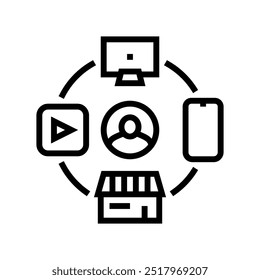 omnichannel moderne Business-Linie Ikone Vektor. Omnichannel modernes Geschäftszeichen. isoliertes Kontursymbol, schwarze Illustration