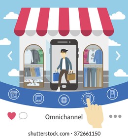 Omni-channel Shopping Experience Design In Flat Style