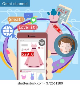 omni-channel shopping experience in flat style