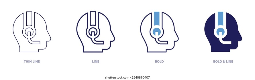 Omnichannel support icon in 4 different styles. Thin Line, Line, Bold, and Bold Line. Duotone style. Editable stroke.