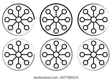 Omnichannel thin liner symbol, multichannel outline symbol for mobile and web.