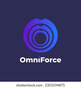 OmniForce - Blue layered circle logo template for tech business