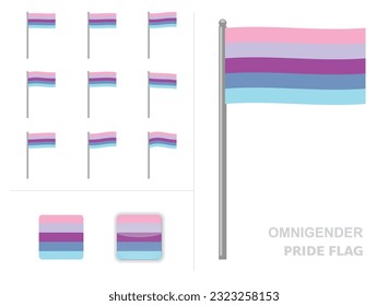 Indicador de Orgullo Omnigénero Waving Animation App Vector de icono