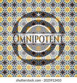Omnipotent arabesque style emblem. arabic decoration. 