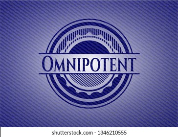 Omnipotent badge with denim background
