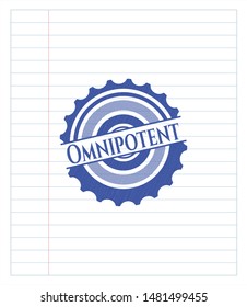 Omnipotent drawn with pen strokes. Blue ink. Vector Illustration. Detailed.
