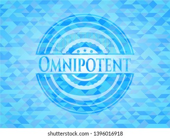 Omnipotent light blue emblem with mosaic background