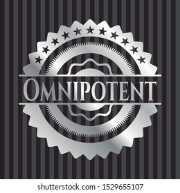 Omnipotent silvery badge or emblem. Vector Illustration. Mosaic.