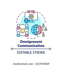 Omnipresent communication concept icon. Marketing strategy. Customer behavior trend abstract idea thin line illustration. Isolated outline drawing. Editable stroke. Arial, Myriad Pro-Bold fonts used