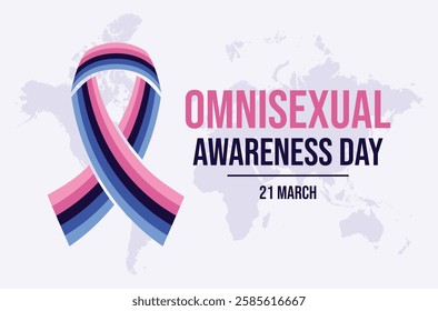 Omnisexual Awareness Day poster vector illustration. Omnisexual awareness ribbon icon vector. LGBTQIA omnisexual pride flag symbol. Template for background, banner, card. 21 March. Important day