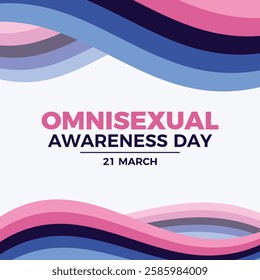 Omnisexual Awareness Day poster vector illustration. Omnisexual waving abstract LGBT pride flag frame vector. Omnisexual wavy border graphic design element. Template for background, banner, card