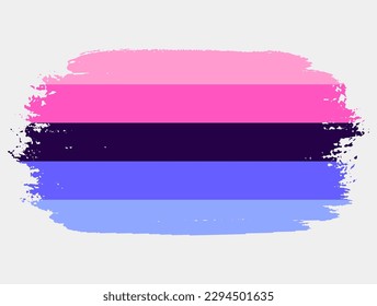 Omnisexual Pride Flag painted with brush on white background. LGBT rights concept. Modern pride parades poster. Vector illustration