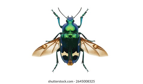 Omophorus Wallacei (Wallace's Leaf Beetle) Isolated on White Background