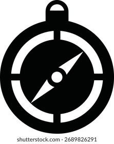 ompass, directional tool, navigation icon, minimalist graphic design, black and white illustration