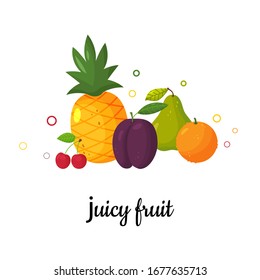 omposition of the useful juicy fruit. Healthy diet. Vector