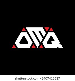 Diseño del logotipo de la letra triangular OMQ con forma triangular. Monograma de diseño del logotipo del triángulo OMQ. Plantilla de logotipo vectorial de triángulo OMQ con color rojo. Logo triangular OMQ Diseño sencillo, elegante y lujoso.
