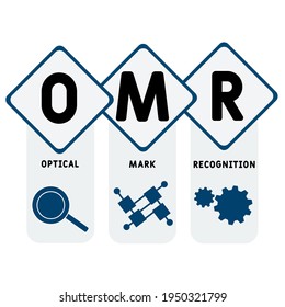 OMR - Optical Mark Recognition  acronym. business concept background.  vector illustration concept with keywords and icons. lettering illustration with icons for web banner, flyer, landing page