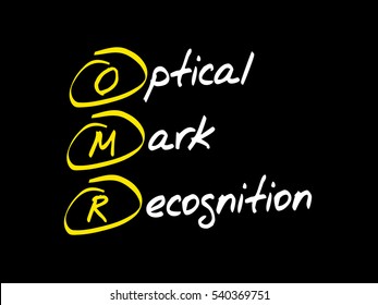 OMR Optical Mark Recognition, acronym business concept