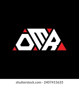 OMR triangle letter logo design with triangle shape. OMR triangle logo design monogram. OMR triangle vector logo template with red color. OMR triangular logo Simple, Elegant, and Luxurious design.