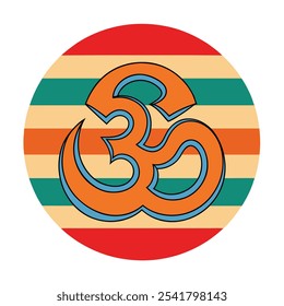 Símbolo no religioso del hinduismo Logotipo de arte vintage