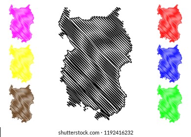 Omsk Oblast (Russia, Subjects of the Russian Federation, Oblasts of Russia) map vector illustration, scribble sketch Omsk Oblast map