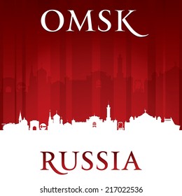 Omsk Russia city skyline silhouette. Vector illustration