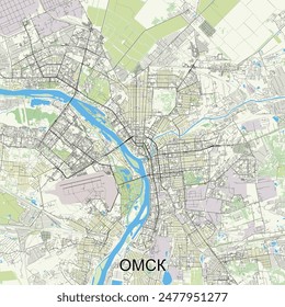 Omsk, Russia map poster art