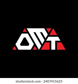 OMT Dreieck Buchstaben Logo Design mit Dreieck Form. OMT Dreieck Logo Design Monogramm. OMT Dreieck Vektor Logo Vorlage mit roter Farbe. OMT Dreieckslogo Einfaches, elegantes und luxuriöses Design.