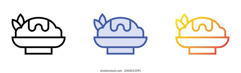 omurice icon. Linear, Blue Fill and Gradient Style Design Isolated On White Background