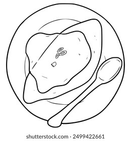 omurice omelet rice illustration hand drawn outline isolated vector