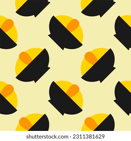 Omurice seamless pattern. Scrambled eggs stuffed with fried rice. Japanese omlette. Traditional Asian Japanese bento dish. Vintage retro style. Seamless background with pattern.