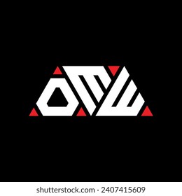 OMW triangle letter logo design with triangle shape. OMW triangle logo design monogram. OMW triangle vector logo template with red color. OMW triangular logo Simple, Elegant, and Luxurious design.