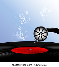 On an abstract background is old phonograph record